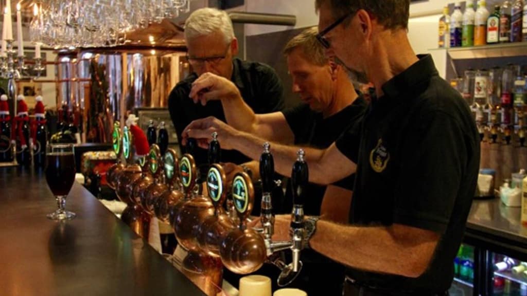 Beer is being poured from Jelling Brewery