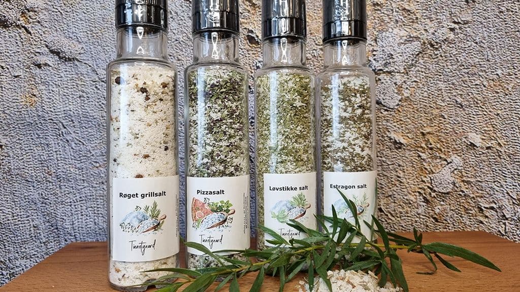 Homemade flavored salt from Tinnetgaard